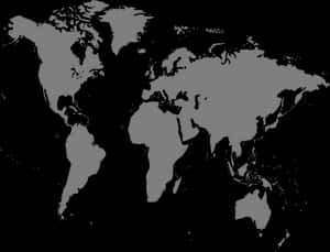 Blackand White World Map PNG image with transparent background