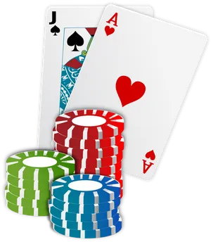 Blackjack Handwith Chips PNG Image