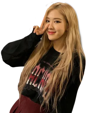 Blackpink Member Peace Sign PNG Image