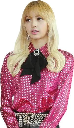 Blackpink Memberin Polka Dot Dress PNG Image