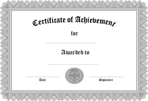 Blank Certificateof Achievement Template PNG Image