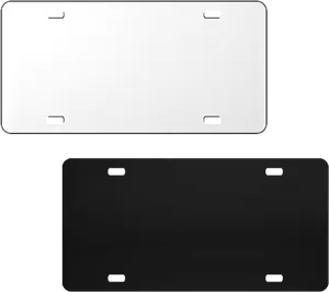 Blank License Plates White Black PNG Image