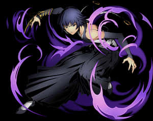 Bleach Character With Purple Energy Swirls PNG image with transparent background