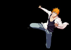 Bleach Ichigo Kurosaki Dynamic Pose PNG image with transparent background