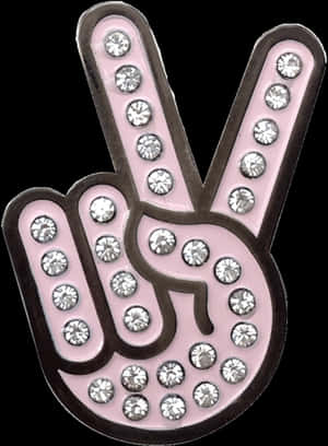 Blinged Out Peace Sign Pin PNG
