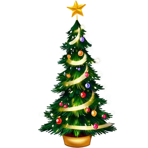 Blissful Christmas Tree Cartoon Png Ppx PNG Image