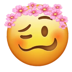Blissful Emoji With Flower Crown.png PNG Image