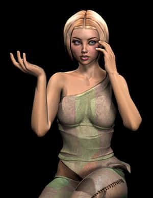 Blonde Animated Character Pose PNG image with transparent background