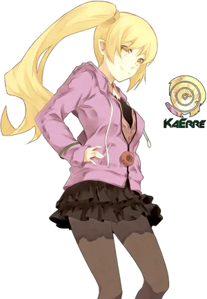 Blonde Anime Character Pink Jacket PNG Image