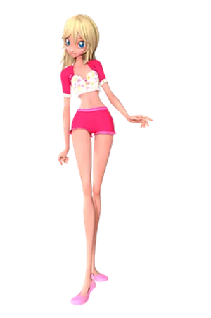 Blonde Anime Character Pink Outfit PNG Image