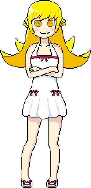 Blonde Anime Character Pixel Art PNG Image