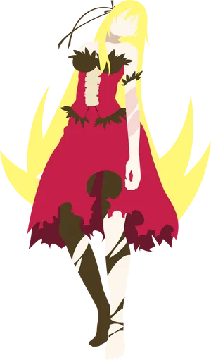 Blonde Anime Character Red Dress PNG Image