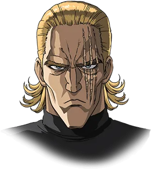 Blonde Anime Character Scarred Face PNG Image