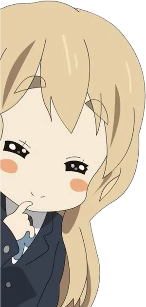 Blonde Anime Character Thinking PNG Image