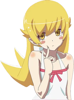 Blonde Anime Character Thinking Pose PNG Image