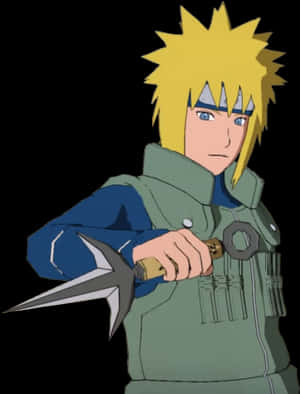 Blonde Anime Character With Kunai PNG image with transparent background