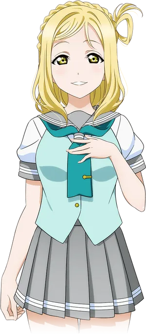 Blonde Anime Girl School Uniform PNG Image