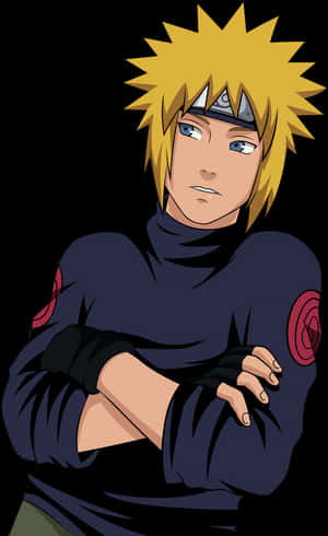 Blonde Anime Ninja Character PNG image with transparent background