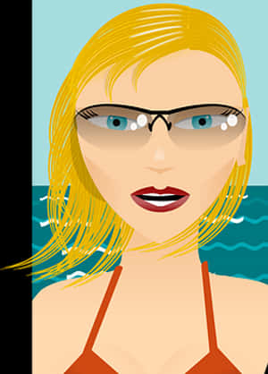 Blonde Beachgoer Cartoon PNG image with transparent background