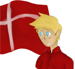 Blonde Character With Danish Flag PNG Image