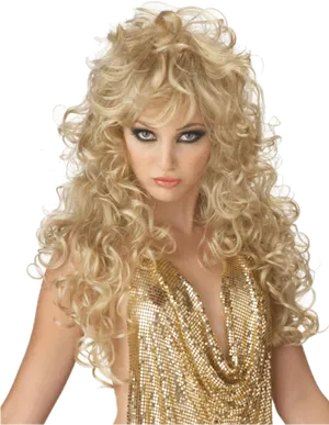 Blonde Curly Hair Mannequin PNG Image