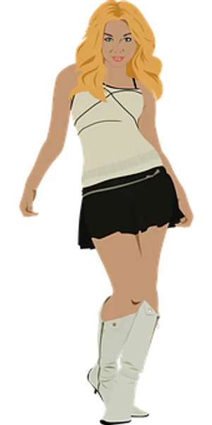 Blonde Fashion Illustration PNG Image
