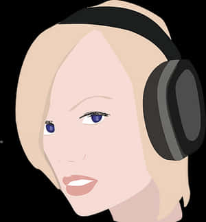 Blonde Girl Headphones Vector PNG image with transparent background