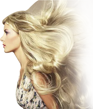 Blonde Hair Flowing Profile PNG Image