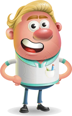 Blonde Haired Cartoon Dentist PNG Image