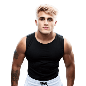 Blonde Haired Manin Black Tank Top PNG