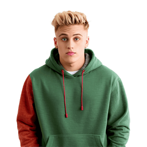 Blonde Haired Young Manin Green Hoodie PNG