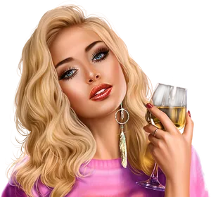 Blonde Pinup With Champagne PNG Image