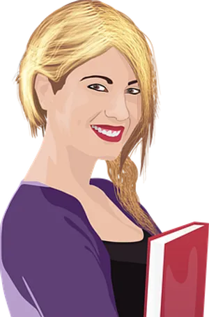 Blonde Woman Holding Book PNG Image