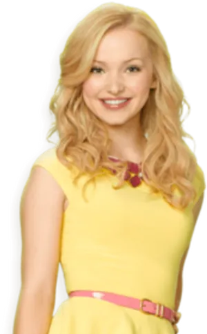 Blonde Woman Yellow Dress PNG Image