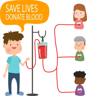 Blood Donation Awareness Cartoon PNG Image