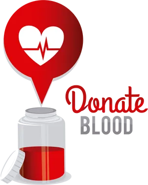 Blood Donation Heartbeat Graphic PNG Image