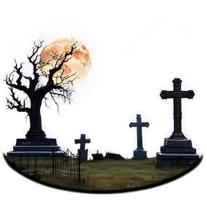 Blood Moon And Cemetery Png Ptq73 PNG Image