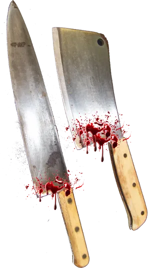 Bloodstained Kitchen Knives PNG Image