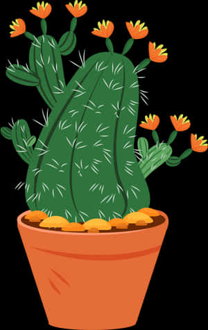Blooming Cactus Illustration PNG image with transparent background