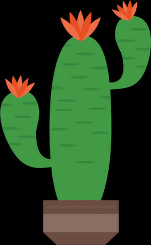 Blooming Cactus Vector Illustration PNG with transparent background