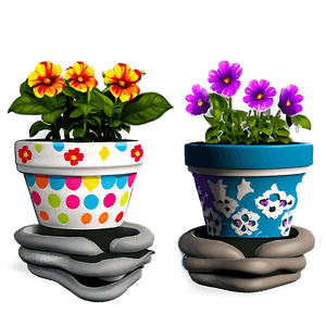 Blooming Flower Pots PNG kog PNG