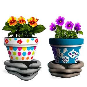 Blooming Flower Pots Png Kog PNG Image