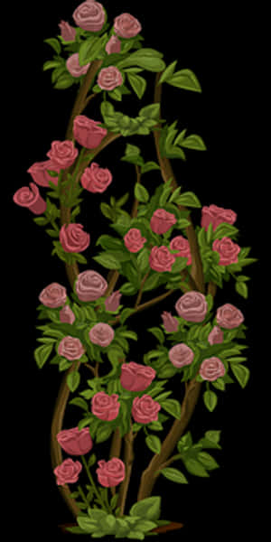 Blooming Rose Vine Artwork PNG image with transparent background
