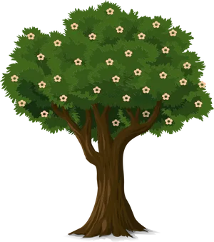 Blossoming Tree Illustration PNG Image