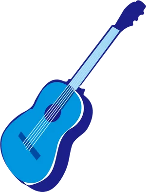 Blue Acoustic Guitar Illustration PNG Image