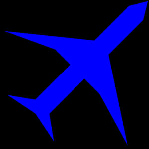 Blue Airplane Silhouette Graphic PNG image with transparent background