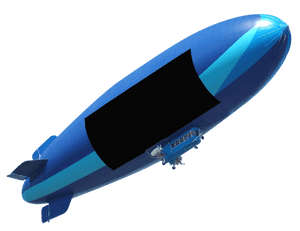 Blue Airship Against Sky PNG image with transparent background