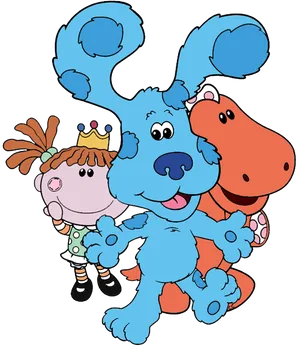 Blue_and_ Friends_ Cartoon_ Characters PNG Image