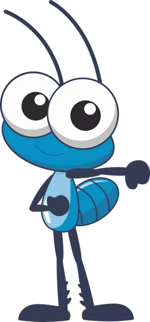 Blue Animated Insect Character PNG Image