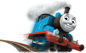 Blue Animated Train Character PNG with transparent background